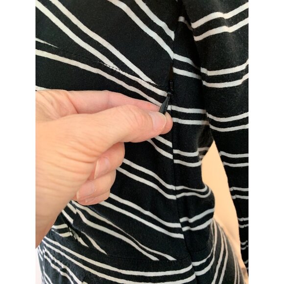 May Women Dress 10 Stripes Long Sleeves High Low Black White. - Picture 9 of 12